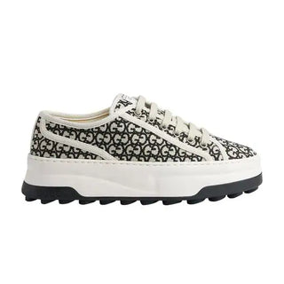 Gucci GG Monogram Jacquard Canvas Tennis 1977 Sneakers Black Mystic White 9