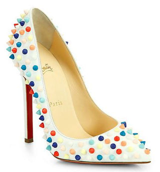 Christian Louboutin Pigalle Spikes Pointed Stilettos Pumps White Multi EU 36