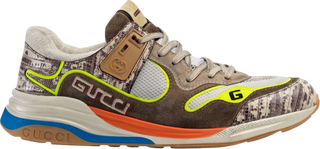 NWT Gucci Ultrapace Rock Tejus Printed Suede Low Top Running Sneaker Beige EU 38