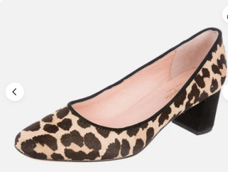 Kate Spade Serene Leopard Pony Hair Block Heel Pumps Beige Brown Women's US 10