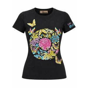 John Galliano Vintage 2002 Embroidered Butterfly Short Sleeve T-Shirt Black M