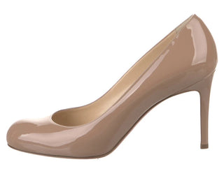NWOT Christian Louboutin Round Toe Patent Leather Pump Nude Beige Women's EU 38.5