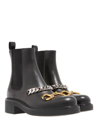 NWT Gucci  Deva Horsebit Chain Chelsea Ankle Boots Black Leather Women's EU 42