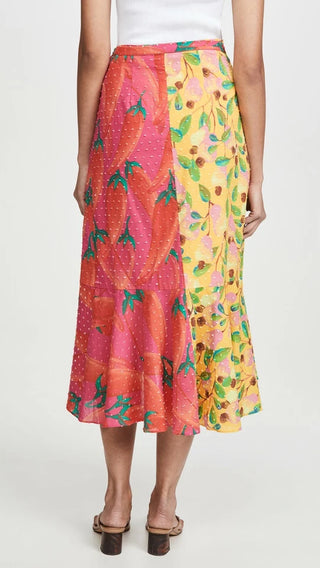 NWT FARM Rio Garden Mix High Waisted Ruffle Wrap Skirt Multicolor Women's Small