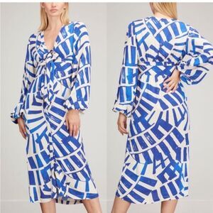 NWT Alexis Brazil Robyl Blouson Sleeve Midi Shirt Dress Royal Blue Women's Small