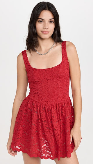 NWT Show Me Your Mumu Ricci Skort Lace Fit & Flare Mini Dress Radiant Red Small