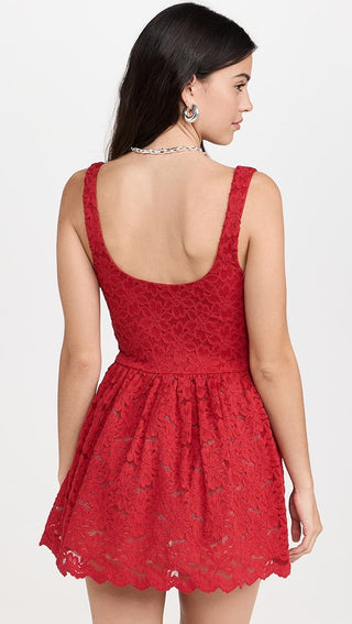 NWT Show Me Your Mumu Ricci Skort Lace Fit & Flare Mini Dress Radiant Red Small