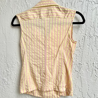 Chanel Sleeveless Double Breasted Striped Top Yellow Pink Women's Size FR 36/US2