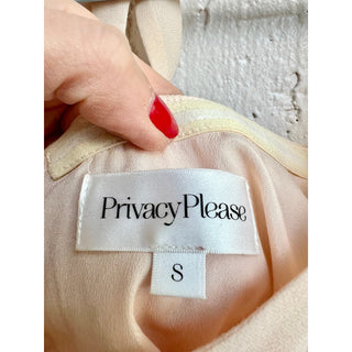 Privacy Please Square Neck Crop Top With Tie Back Ribbon Milkmaid Women's Small