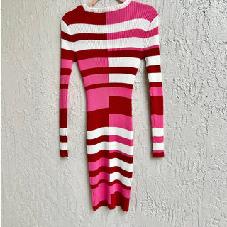 NWT Solid&Striped Long Sleeve Rib Knit The Colette Mini Dress Pink Womens Size M