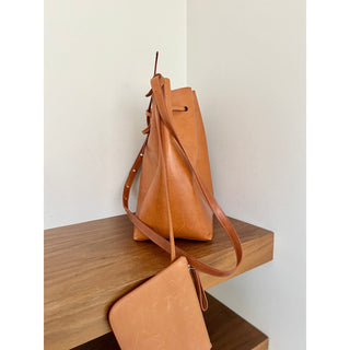 Mansur Gavriel Women's Authentic Leather Crossbody Bucket Bag With Pouch Brown