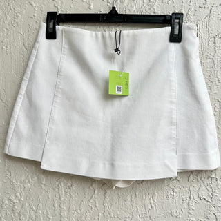 Zara High Rise Flat Front Cotton Blend Skort Skirt White Women's Size Small