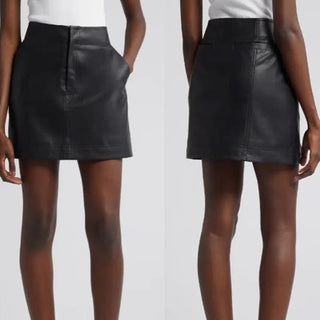 Treasure & Bond Faux Leather A-Line Mini Skirt Black Women's Size Large