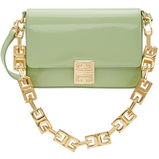 Givenchy Women's Green Leather 4G Cube Gold Chain Strap Shoulder Bag Size Medium