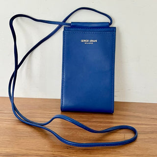 Giorgio Armani Leather Cellphone Crossbody Bag Cobalt Blue Women's