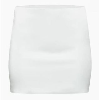 Sunday Best High Rise Flat Front Satin A-Line Mini Skirt White Women's Size US 2