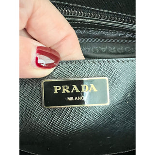 Prada Milano Luxe Saffiano Leather Double Zip Tote Bag Black Women's