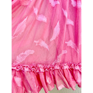 Keepsake Sleeveless Feather Smocked Ruffle Neckline Mini Dress Pink Womens US 4