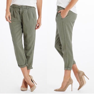 NWT Adriano Goldschmied The Evan Pleated Trouser Sulfur Olive Women's Sz 28/US 6