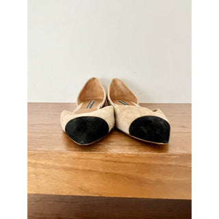 Veronica Beard Suede Leonie D’Orsay Flat Ballet Shoes Fawn/Black Women's Size 40