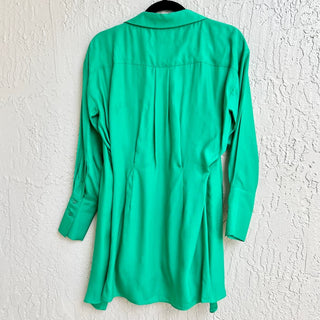 Gauge 81 Long Sleeve Otsuaki 100% Silk Shirt Mini Dress Emerald Green Women's XS