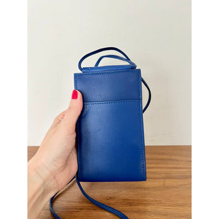 Giorgio Armani Leather Cellphone Crossbody Bag Cobalt Blue Women's