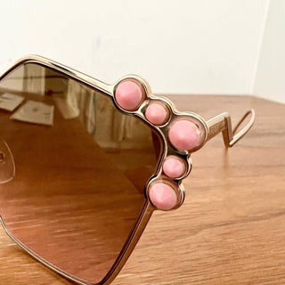 NEW FENDI women metal gold pink sunglasses new in box FF 0261/S