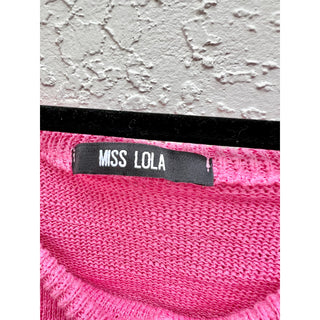 Miss Lola Rib Knit Cropped Top & Pull On Midi Skirt Set Pink Women's Size Medium