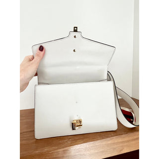 Gucci Women's White Leather Sylvie Chain Shoulder Bag With Grosgrain Web Bow