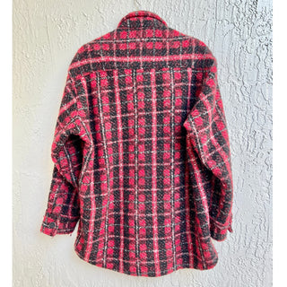 The Koopless Jeans Long Sleeve Tweed Checked Overshirt Jacket Red Women's Size M