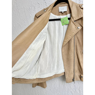 IRO Long Sleeve Suede 100% Lamb Leather Adila Jacket Tan Women's Size FR 40/US 8