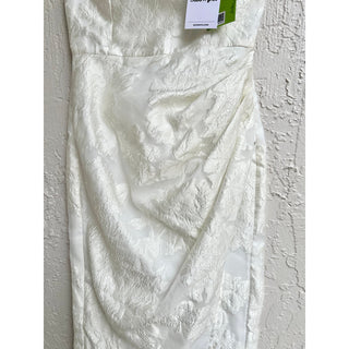 NWT Showpo. Strapless Jacquard Brailey Cocktail Midi Dress White Women Size US 2