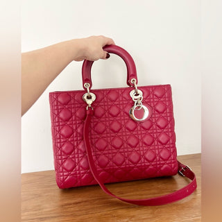 Dior Lady Dior large lamb skin cannage bag with box and receipt copy