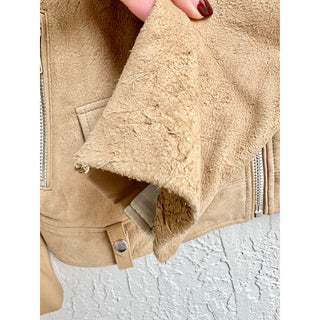 IRO Long Sleeve Suede 100% Lamb Leather Adila Jacket Tan Women's Size FR 40/US 8