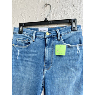 Frame High Rise Ly Sylvie Slender Straight Leg Jeans Denim Blue Women's Size 28