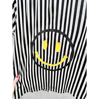 Hipchik Couture Smiley Face Stripe Top & Short Set Women's Black White Size S/M