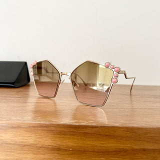 NEW FENDI women metal gold pink sunglasses new in box FF 0261/S