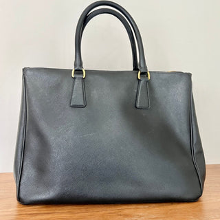 Prada Milano Luxe Saffiano Leather Double Zip Tote Bag Black Women's