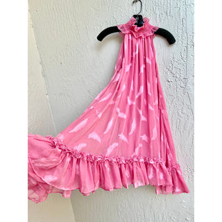 Keepsake Sleeveless Feather Smocked Ruffle Neckline Mini Dress Pink Womens US 4