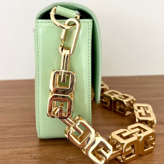 Givenchy Women's Green Leather 4G Cube Gold Chain Strap Shoulder Bag Size Medium