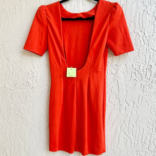 NBD Short Sleeve Open Back Pull On Dani Bodycon Mini Dress Red Women's Size XS