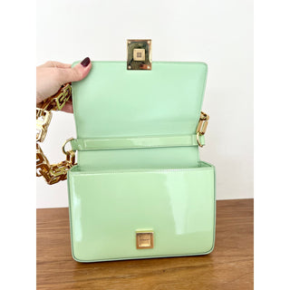 Givenchy Women's Green Leather 4G Cube Gold Chain Strap Shoulder Bag Size Medium