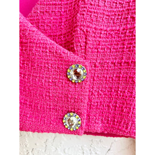 Zara Long Sleeve Textured Tweed Cropped Blazer Jacket Pink Women's Size US XS