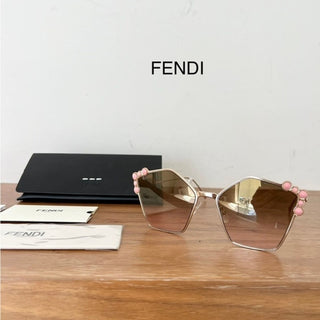 NEW FENDI women metal gold pink sunglasses new in box FF 0261/S