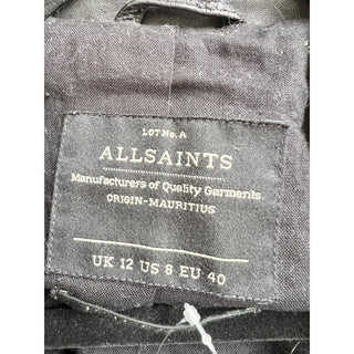 Allsaints Long Sleeve 100% Leather Leoni Jacket Black Women's Size US 8