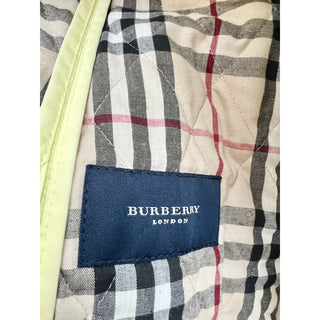 Burberry Long Sleeve Snap Button Down Quilted Coat Jacket Lime Green Women's L