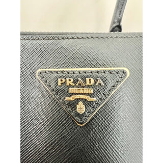 Prada Milano Luxe Saffiano Leather Double Zip Tote Bag Black Women's