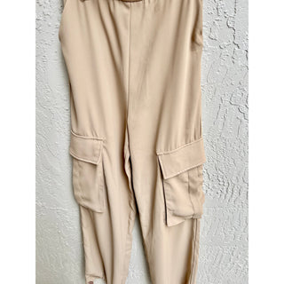 NWT Skylar Rose High Rise Strapless Cargo Corset Jumpsuit Beige Women's Size XS