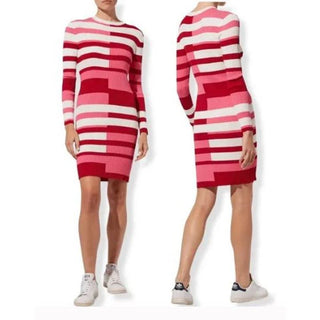 NWT Solid&Striped Long Sleeve Rib Knit The Colette Mini Dress Pink Womens Size M