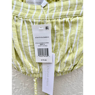 NWT Jonathan Simkhai Hutton Crop Top & Lilia Midi Skirt Set Lime Stripe Womens S